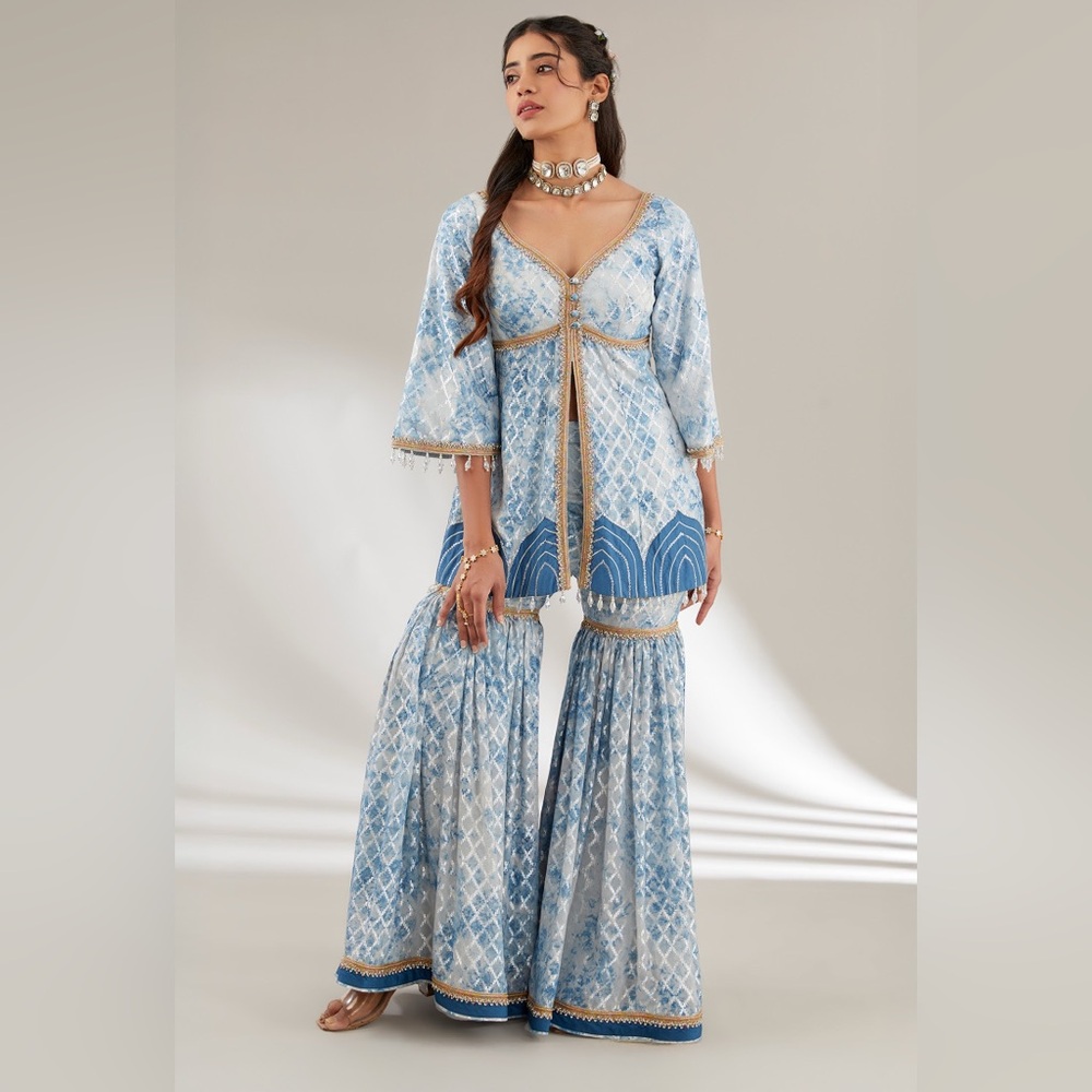 Elegant Blue Printed Kurta Set